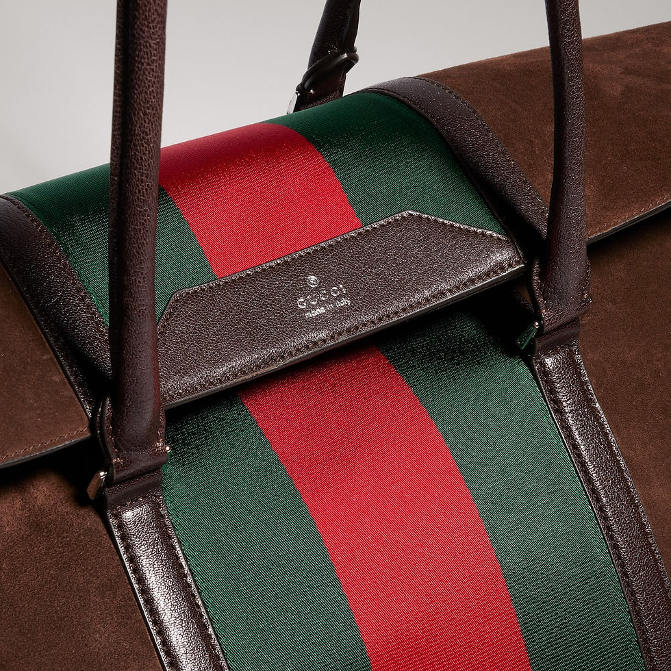 Thumbnail: Gucci Medium duffle bag with Web - brown suede