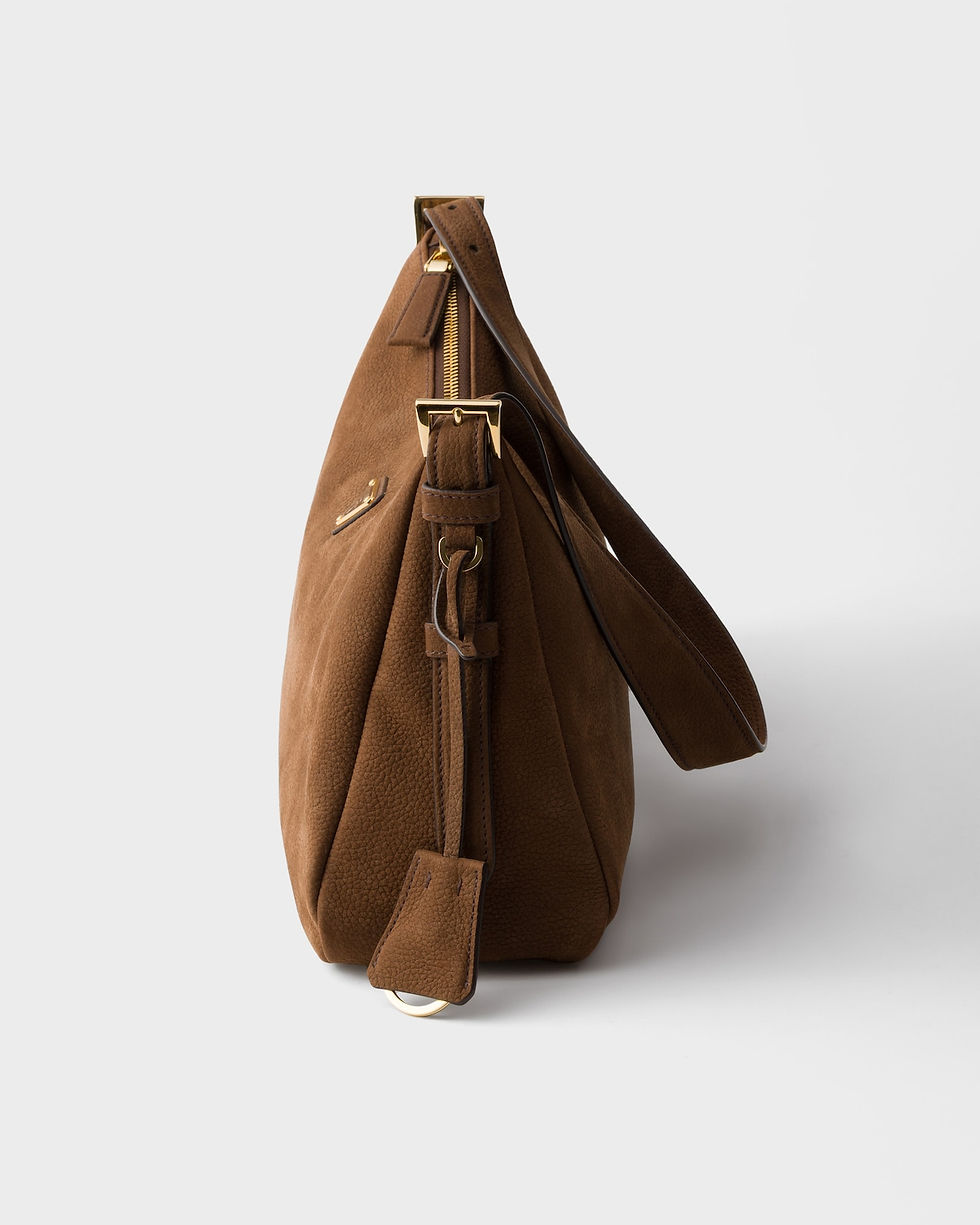 Thumbnail: Prada Aimée large shoulder bag in cocoa brown nubuck leather – view 7