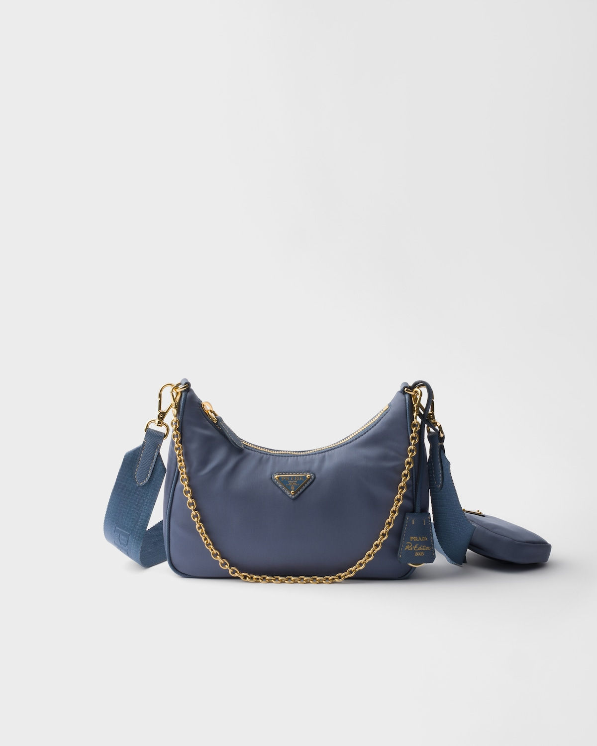 Prada Re-Edition 2005 shoulder bag in aviation blue Re-Nylon – front view