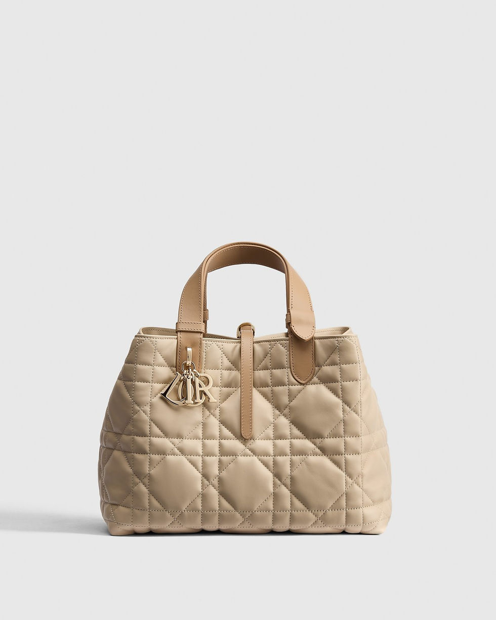 Dior Toujours Medium bag in two-tone Trench beige and biscuit calfskin – front view