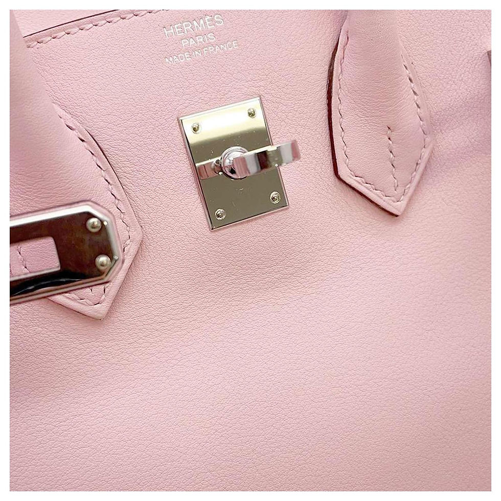 Thumbnail: Hermès Birkin 25 Rose Sakura palladium padlock detail