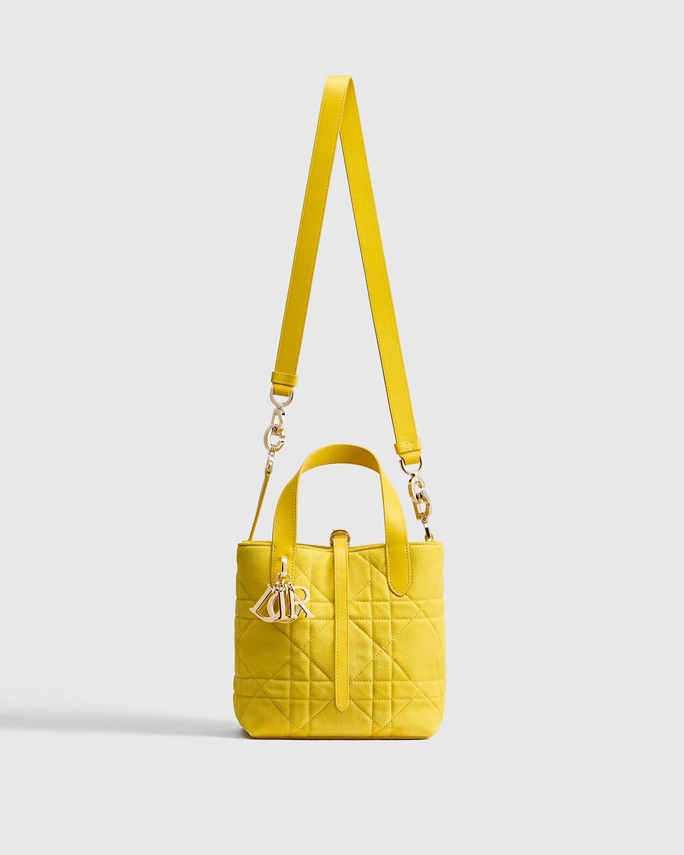 Dior Small Toujours Vertical Tote bag in Buttercup yellow suede goatskin – view 2