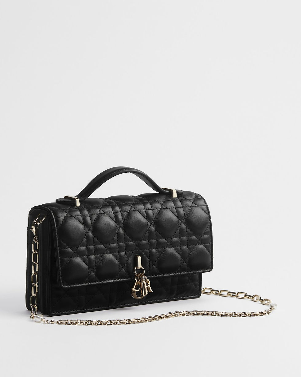 Thumbnail: Dior My Dior Mini bag in black Cannage lambskin – view 2