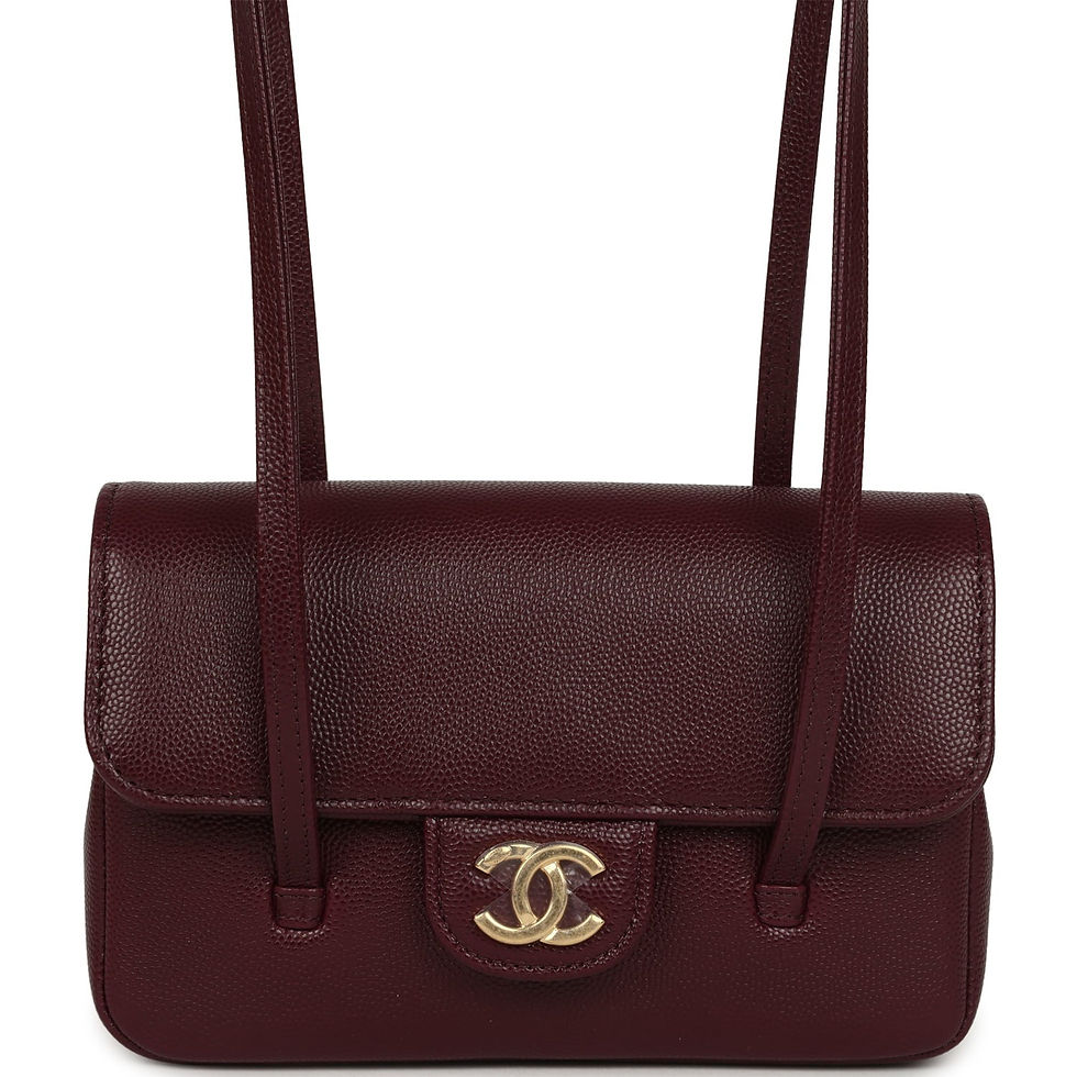 Chanel mini Preppy Coco flap bag in dark burgundy caviar leather with two straps