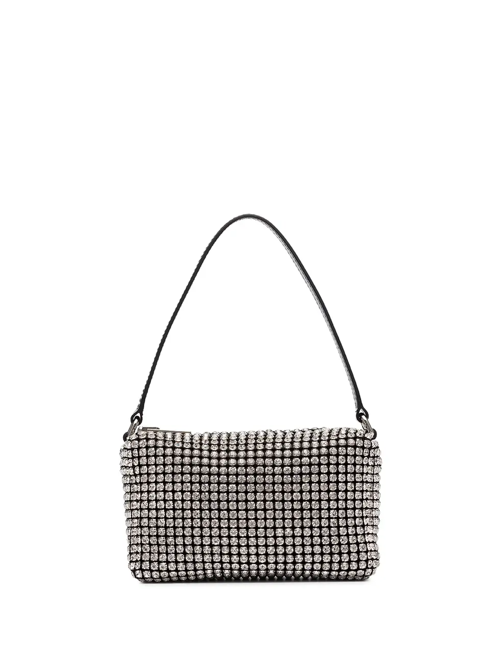 Thumbnail: Alexander Wang Wangloc rhinestone bag in silver, angled side view