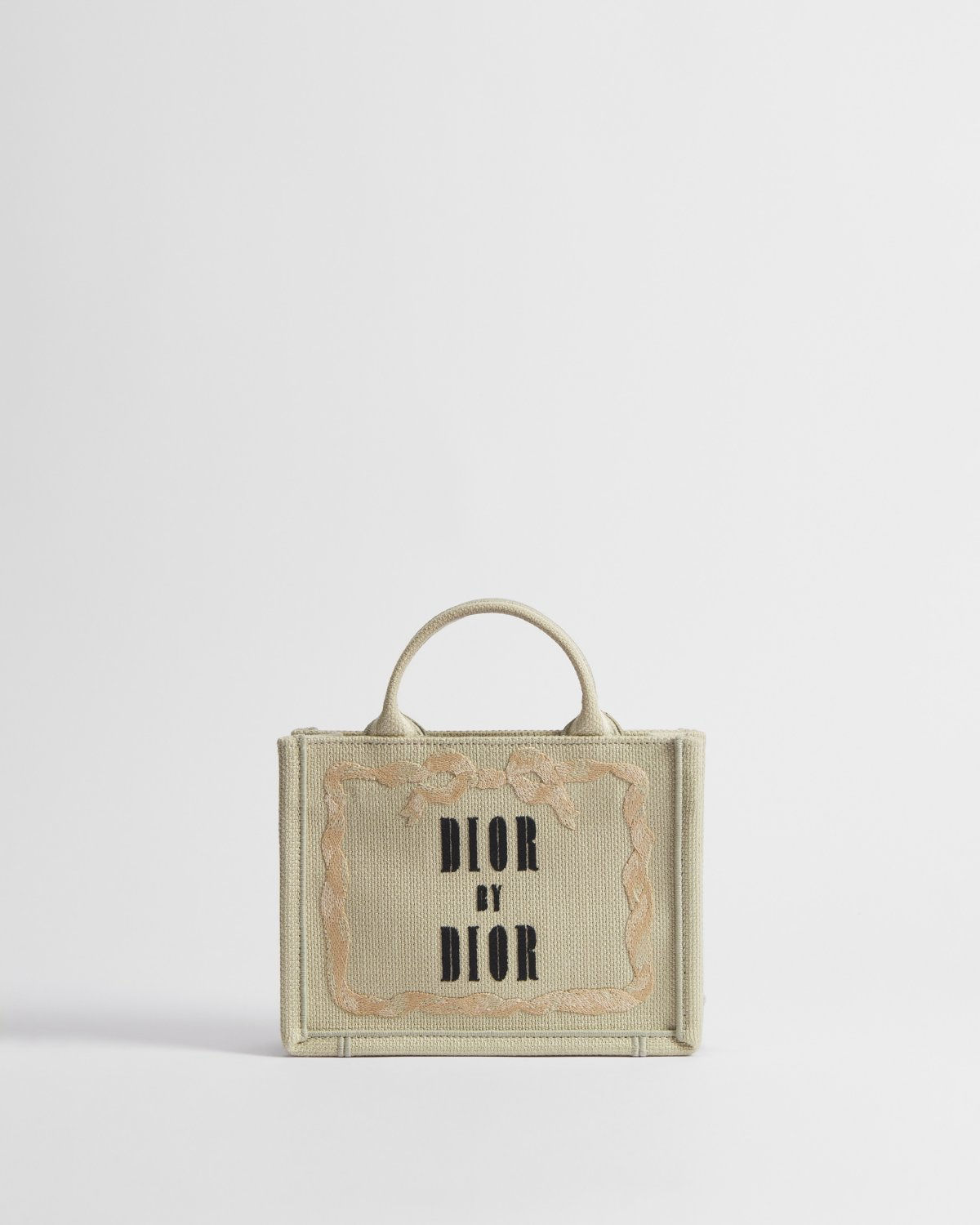 Dior Mini Book Tote with strap in beige cotton, Dior by Dior – front view