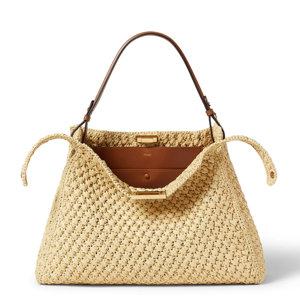 Fendi Way Large bag in natural raffia-effect crochet – view 2