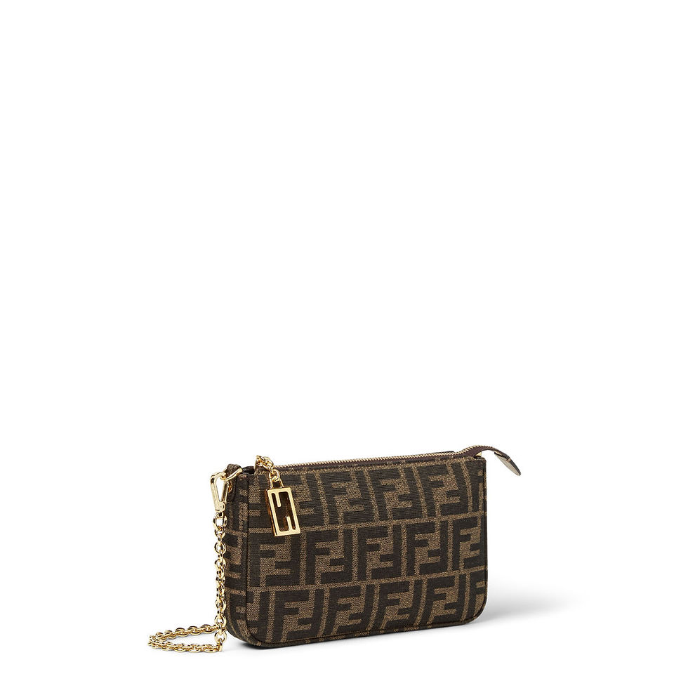 Fendi Tube Pouch in brown and tobacco FF jacquard – view 2