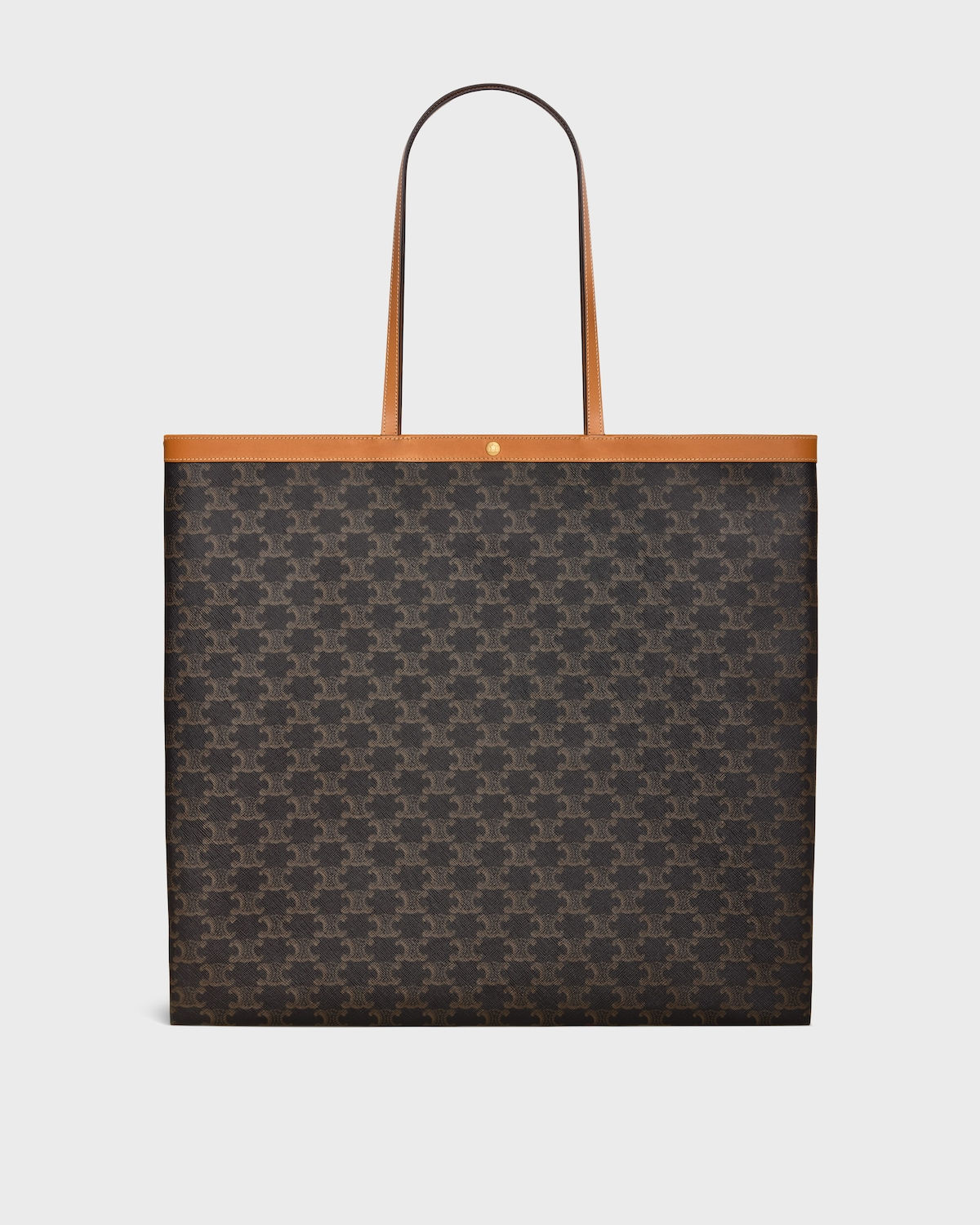 Celine Large Flat Shopper in Miel Triomphe Canvas and Calfskin – front view
