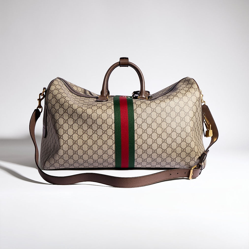 Thumbnail: Gucci Savoy large duffle bag - beige and dark brown fabric