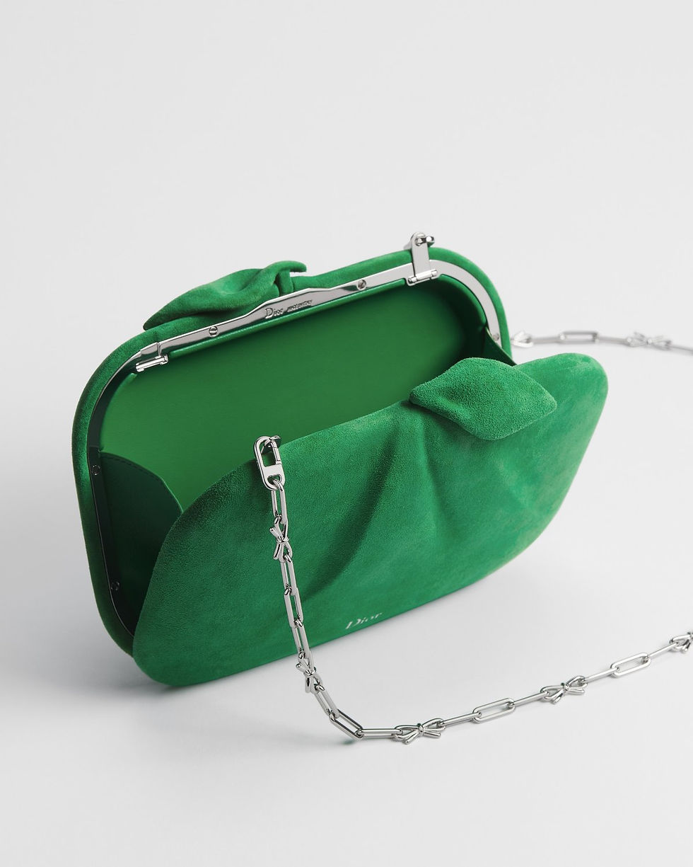 Thumbnail: Dior Petit Dîner bag in green suede goatskin – interior view