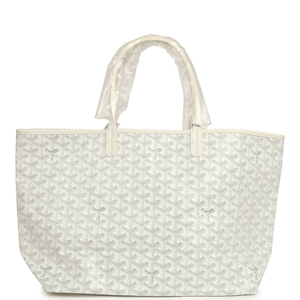 Thumbnail: White Goyardine Saint Louis PM tote, handles wrapped in protective plastic