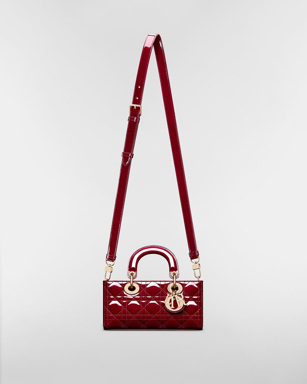Dior Small Lady D-Joy bag in cherry red patent Cannage calfskin – view 2