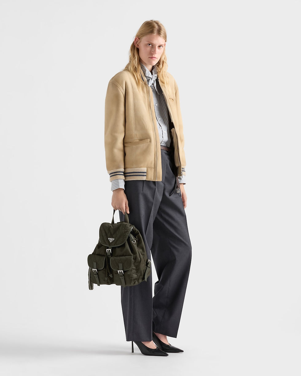 Prada medium backpack in forest quilted Re-Nylon and Saffiano leather – view 2