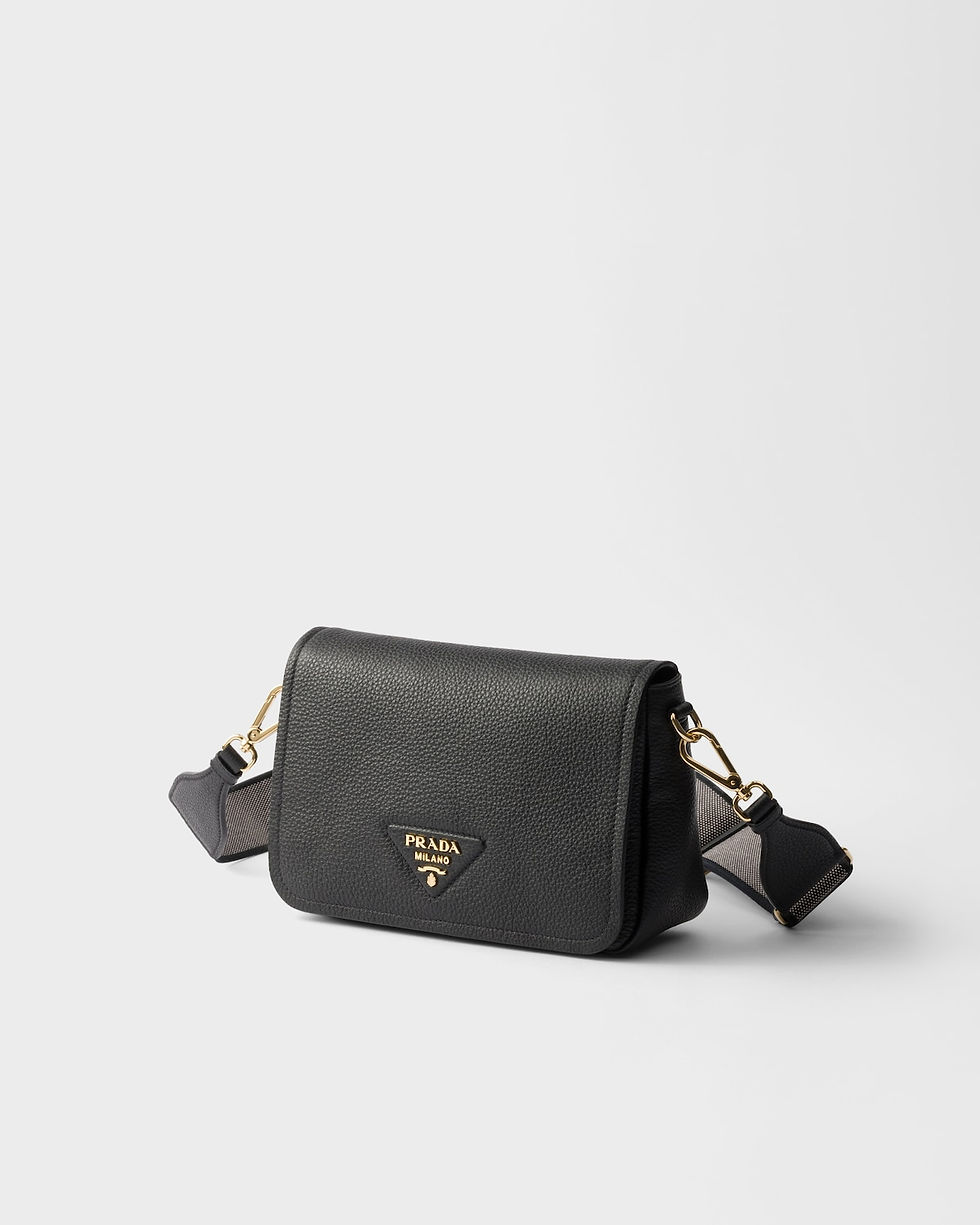 Prada logo lettering shoulder bag in black calfskin – view 2