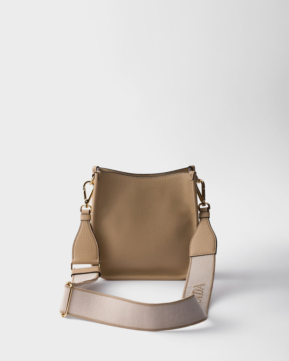 Thumbnail: Prada mini flap shoulder bag in beige sable calfskin – view 3