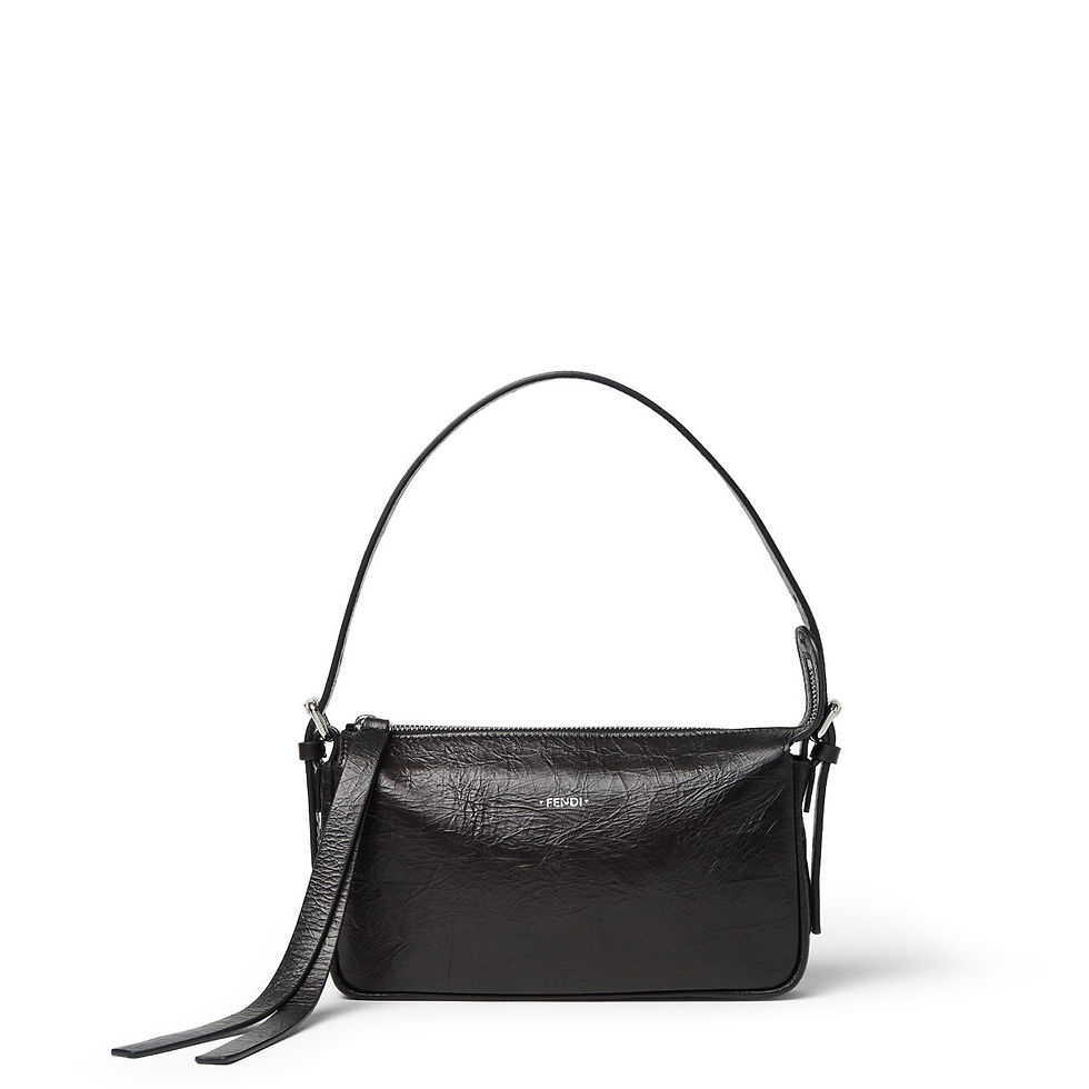 Fendi Zip Top Small bag in black crackled calfskin – front view