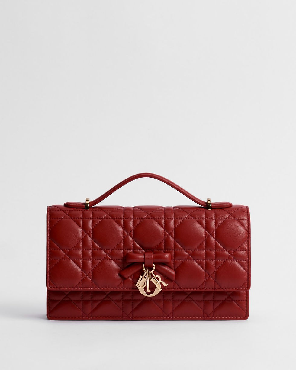 Thumbnail: Dior My Dior Mini Bag with Bow in Garance Red Cannage Lambskin – front view