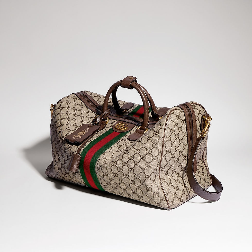 Thumbnail: Gucci Savoy medium duffle bag - beige and dark brown fabric