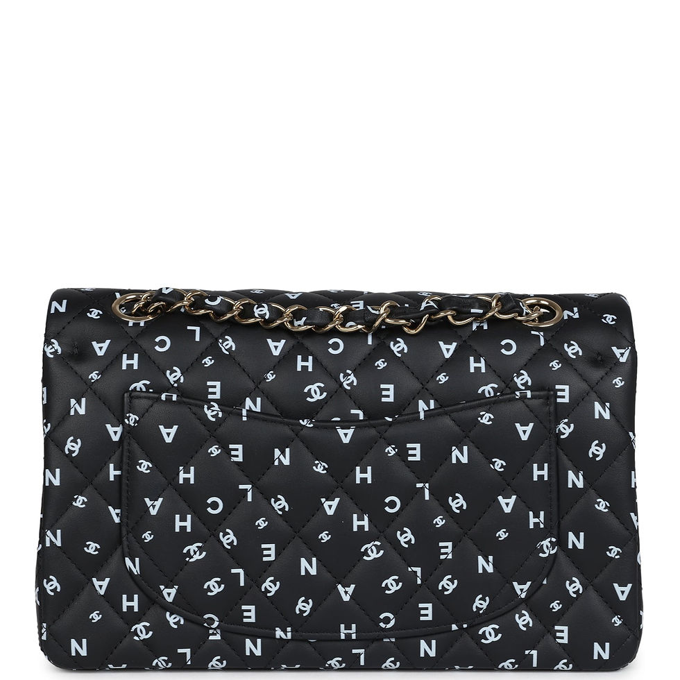 Thumbnail: Back of the Chanel-logo print Small Classic Flap bag with quilted slip pocket