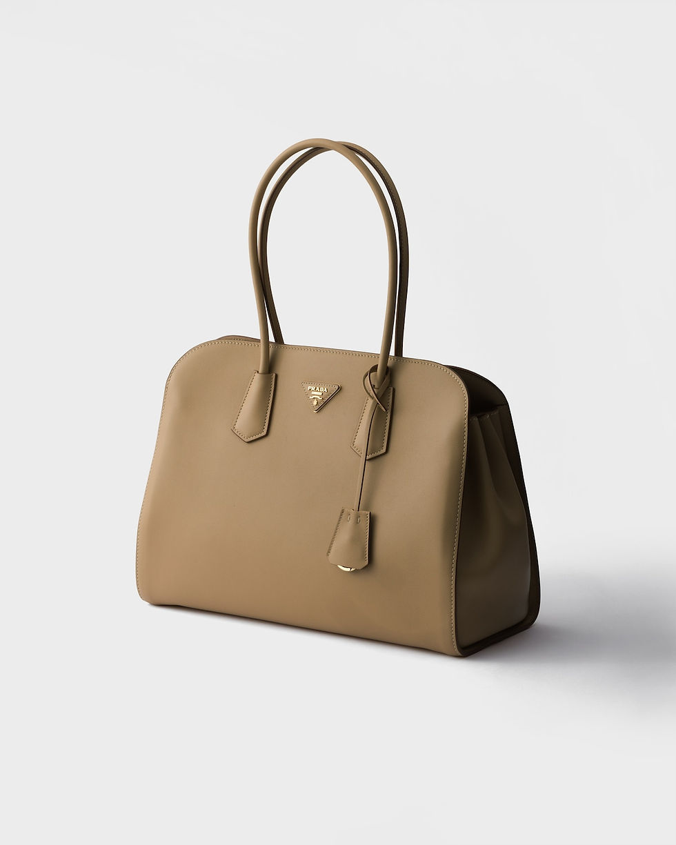 Prada large tote bag in sand beige calfskin – view 2