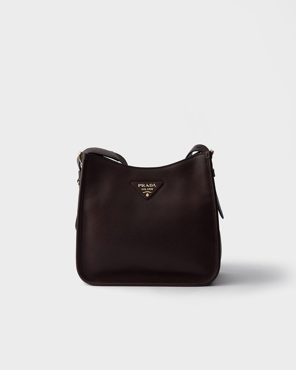 Prada medium flap shoulder bag in dark brown leather – front view