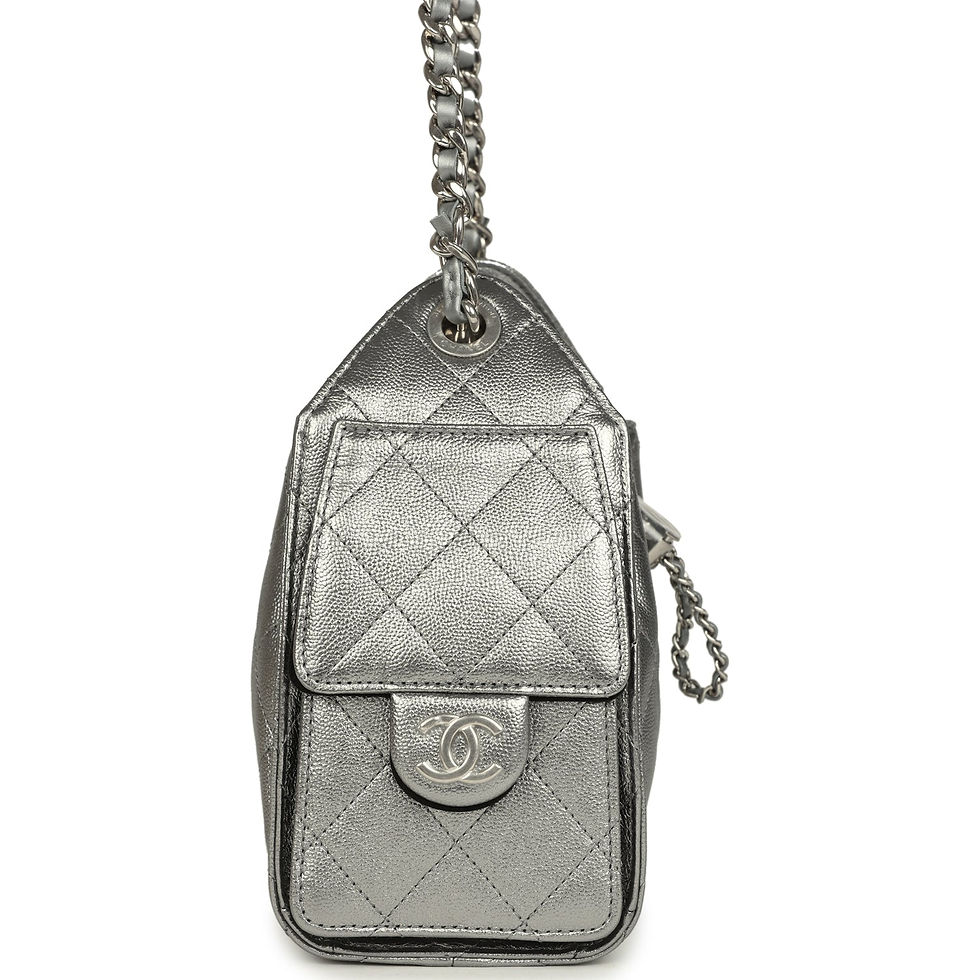 Thumbnail: Close-up of the front flap pocket secured with a silver-tone CC turnlock