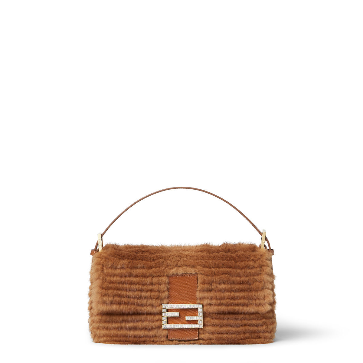 Fendi Baguette 26424 bag in natural-tone mink fur – front view