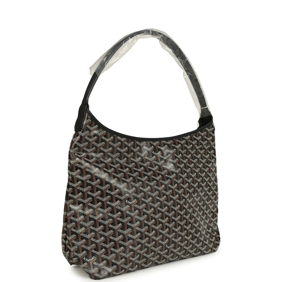 Goyard Boheme hobo in Black Goyardine canvas, close front view