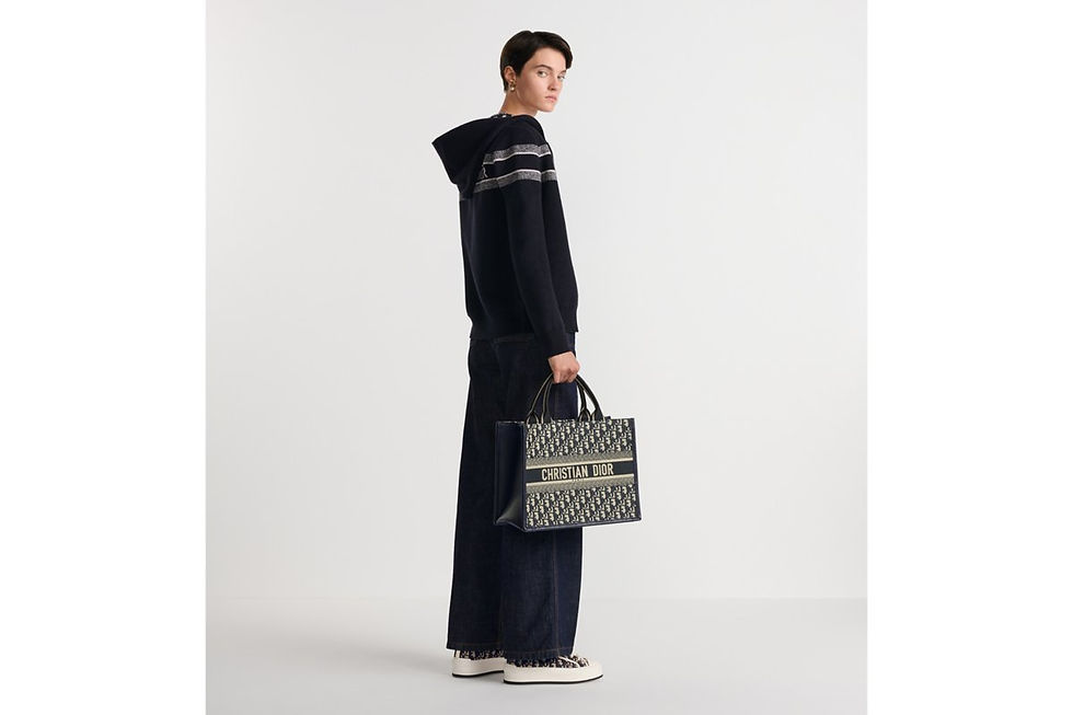 Thumbnail: Dior Medium Book Tote in blue Dior Oblique embroidery and calfskin – view 7