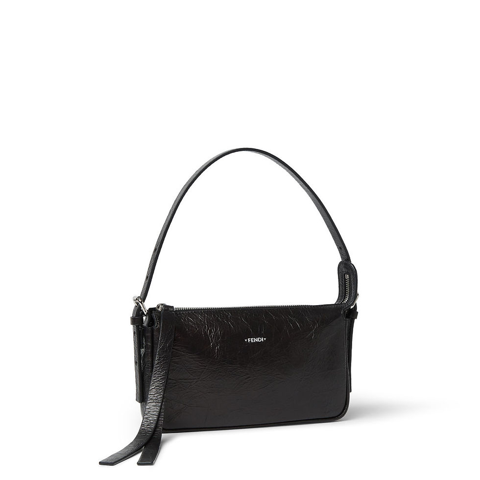 Fendi Zip Top Small bag in black crackled calfskin – view 2