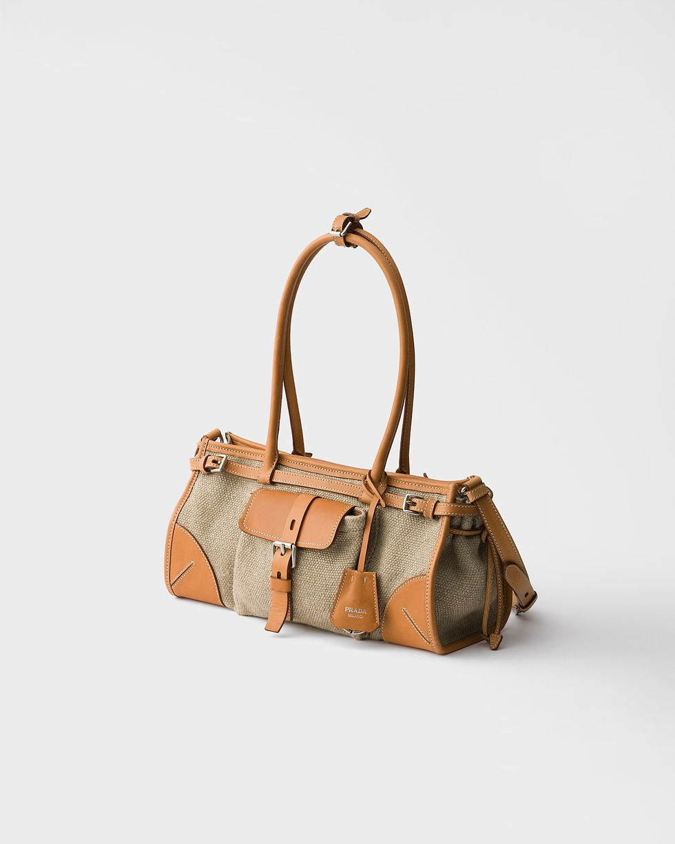 Thumbnail: Prada Bonnie Medium bag in rope/natural linen and leather – view 3