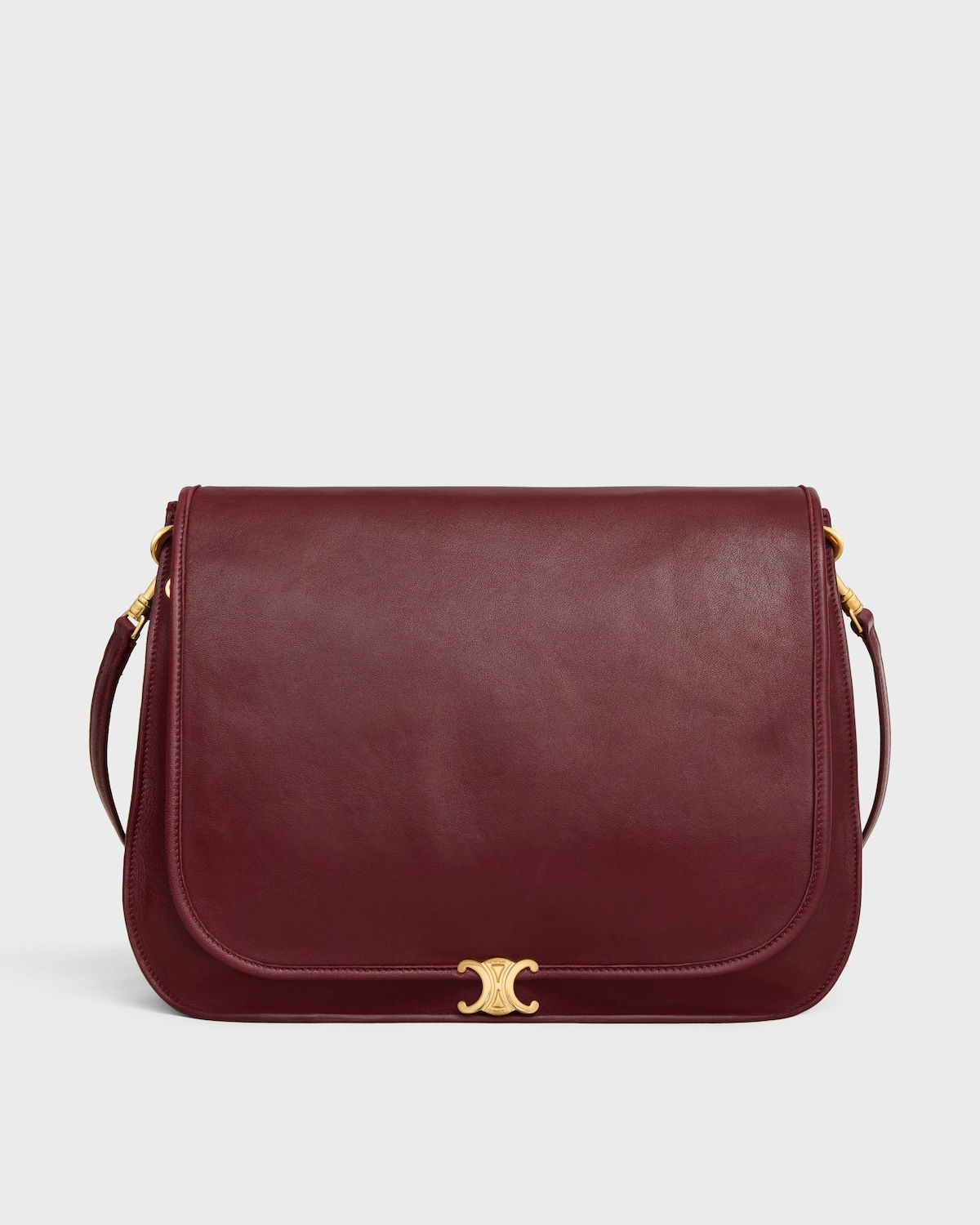 Celine Soft Triomphe Besace in Syrah Supple Shiny Lambskin – front view