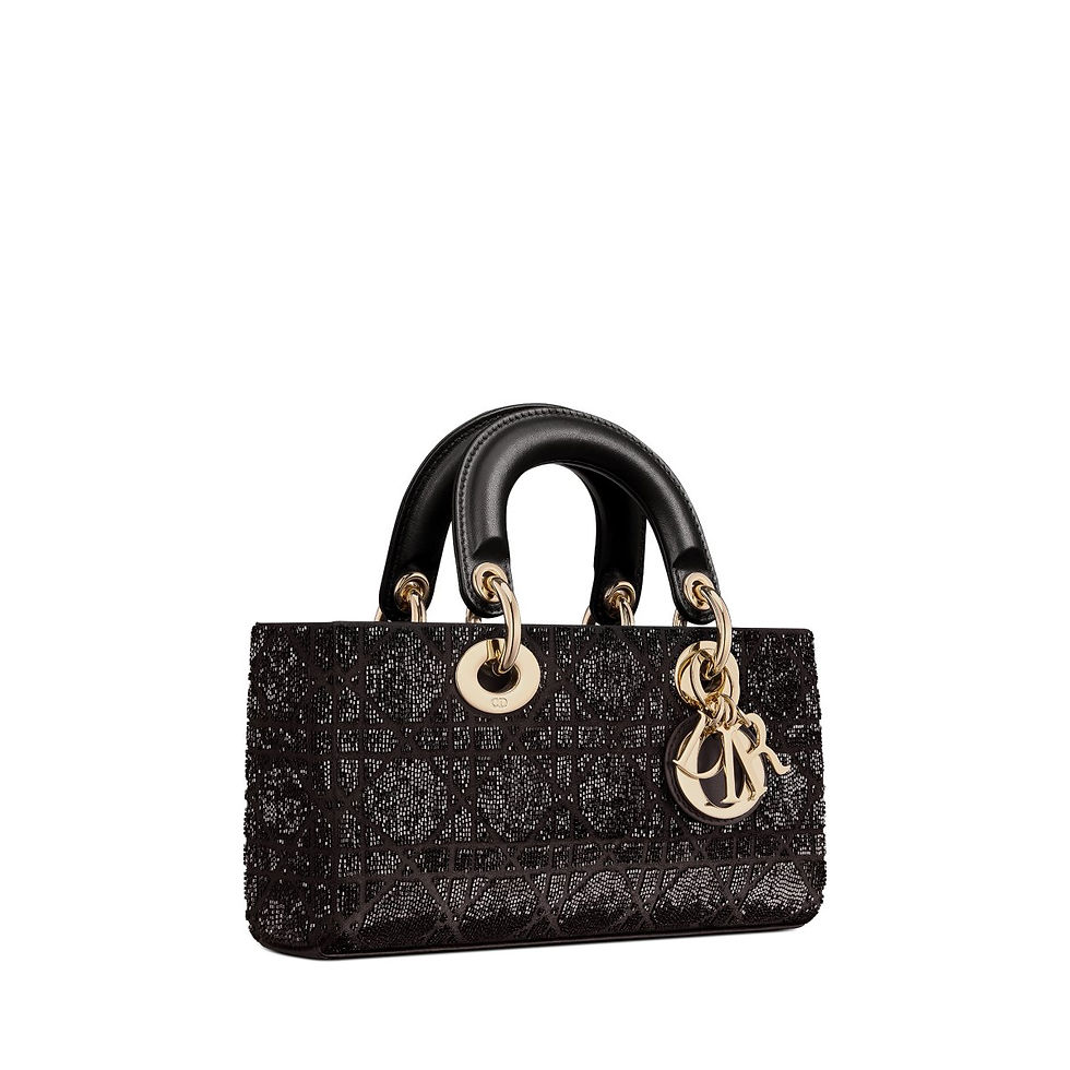Thumbnail: Dior Small Lady D-Joy bag in black Cannage microbead embroidery – view 4