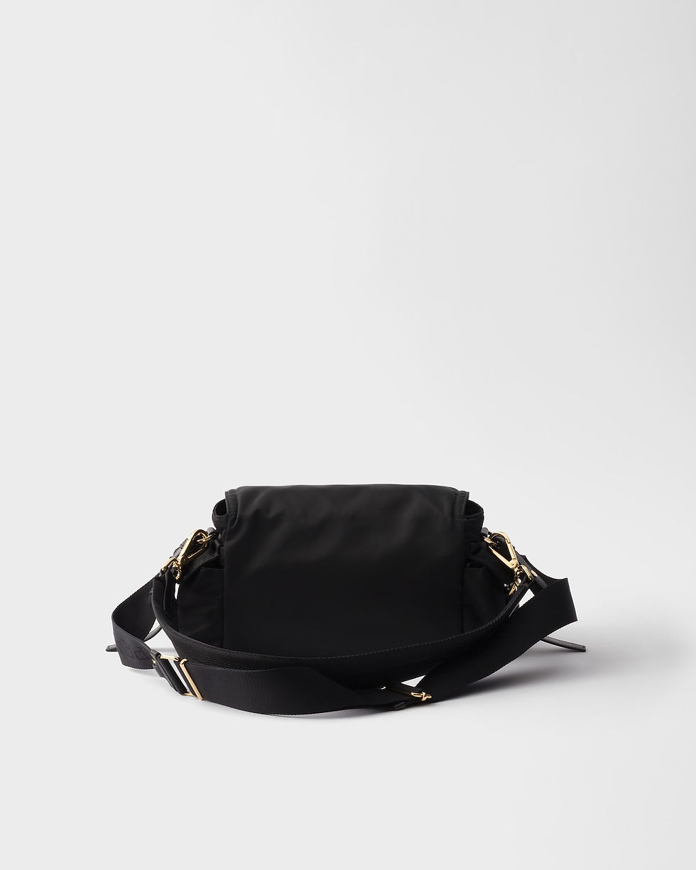 Thumbnail: Prada Explore medium shoulder bag with flap in black Re-Nylon – view 4