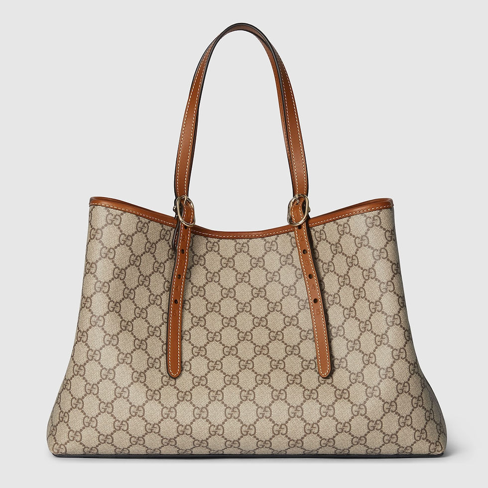 Thumbnail: Gucci GG Emblem large tote bag - beige and dark brown fabric