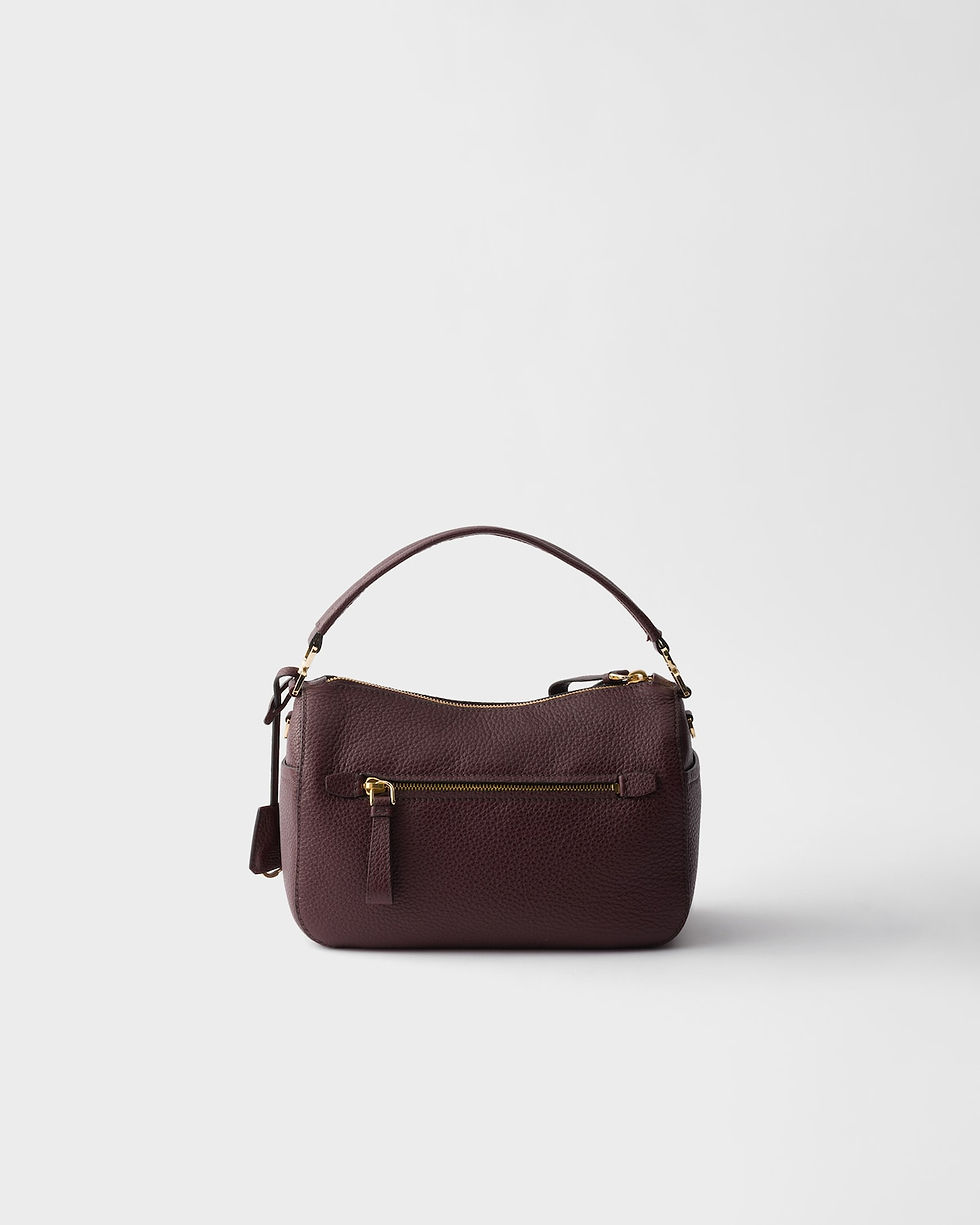 Thumbnail: Prada small shoulder bag in burgundy calfskin with Re-Nylon interior – view 4
