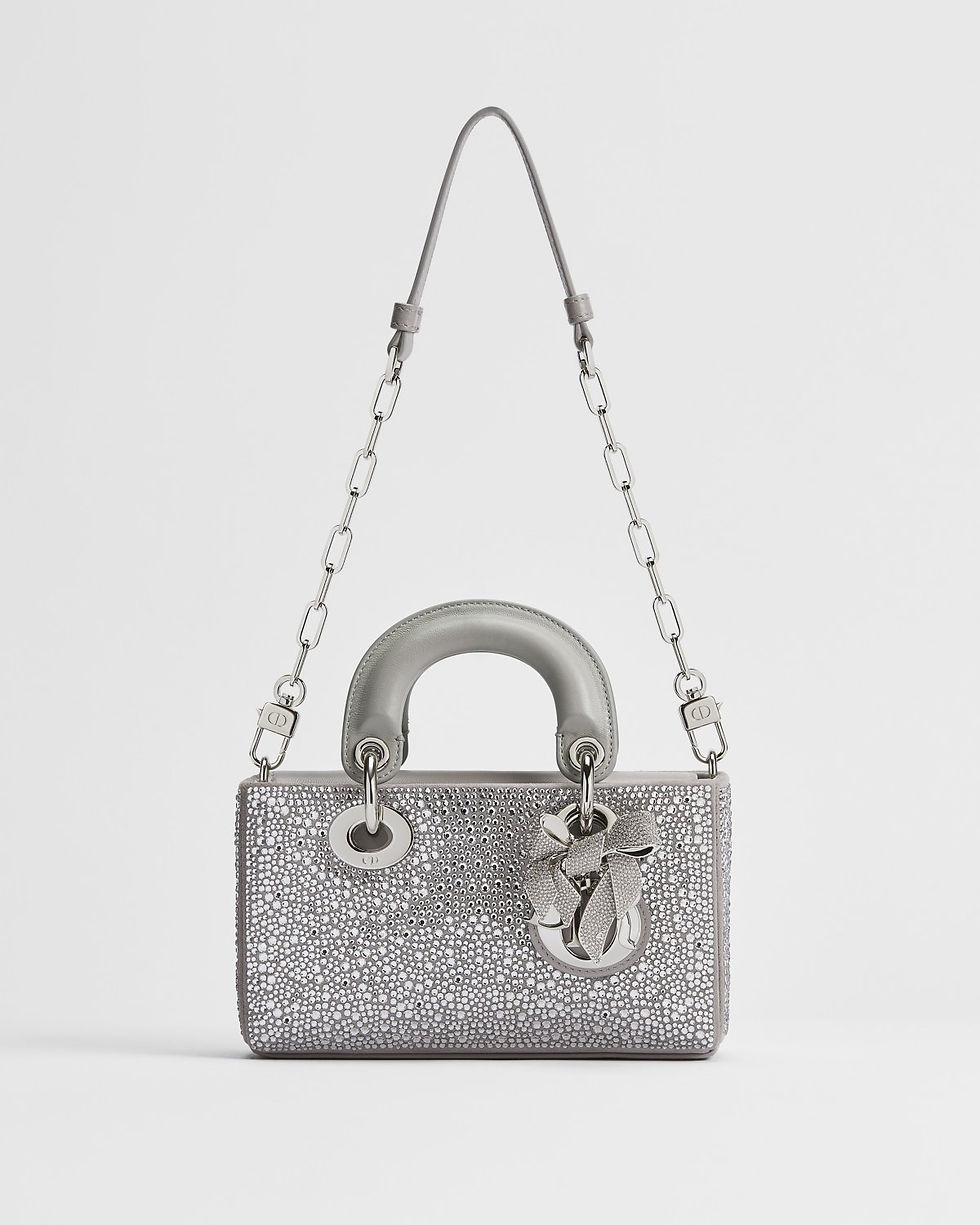 Dior Mini Lady D-Joy bag in silver-tone lambskin and strass – view 2