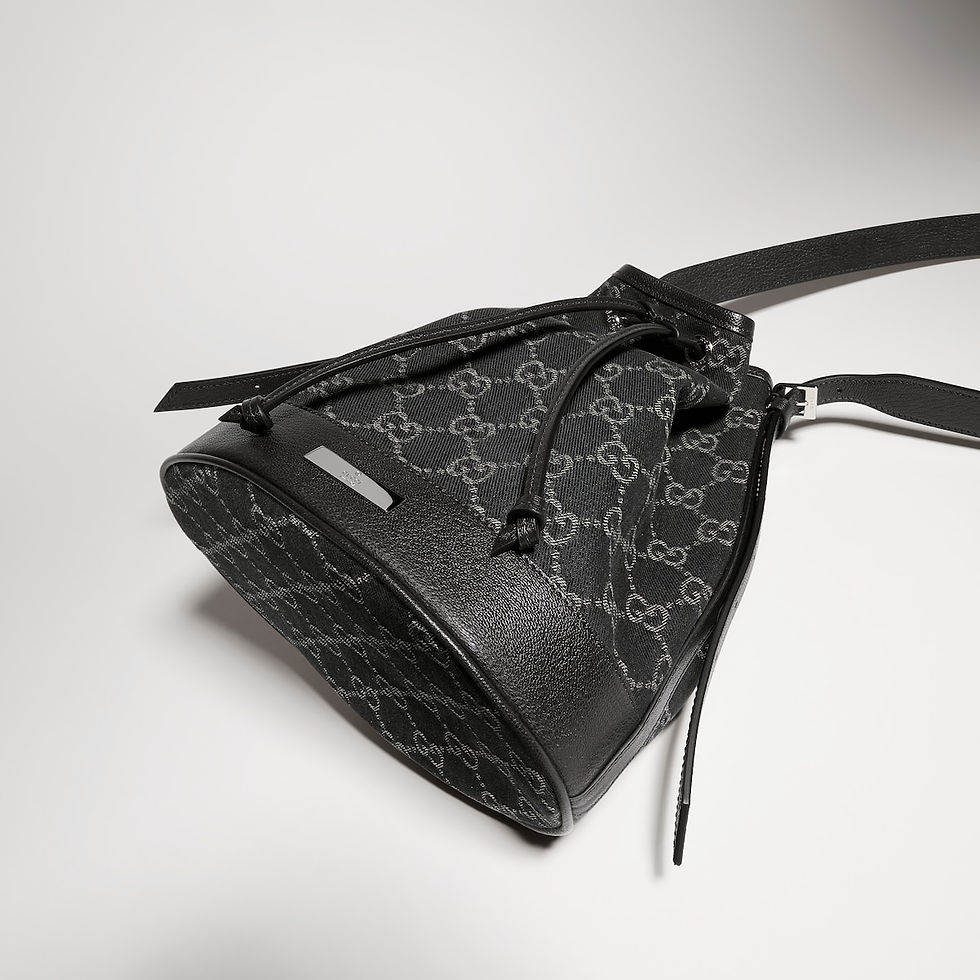 Thumbnail: Gucci Venice small bucket bag - black GG denim