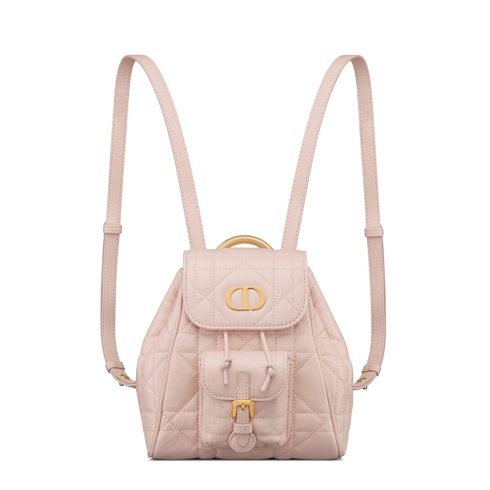 Dior Small Caro Backpack in powder pink Macrocannage lambskin – front view