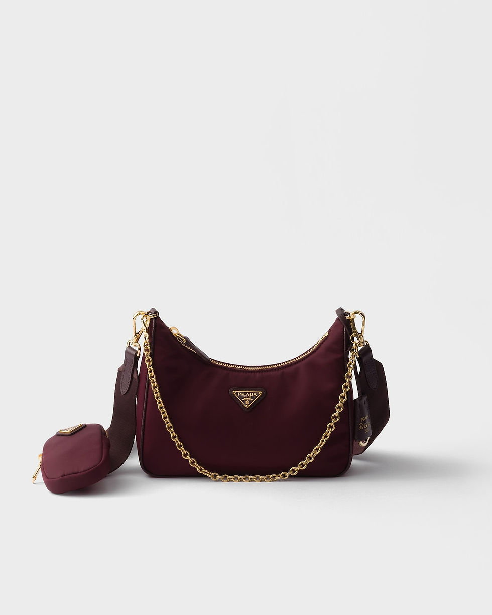 Thumbnail: Prada Re-Edition 2005 shoulder bag in burgundy Re-Nylon – front view