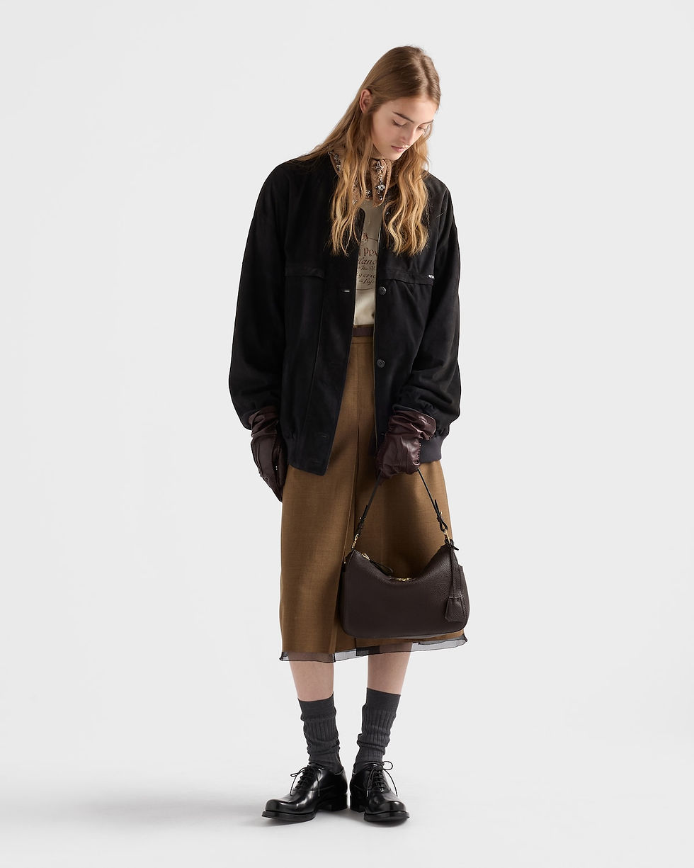 Prada medium shoulder bag in dark brown calfskin – view 2