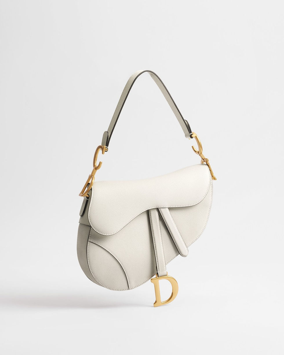 Dior Saddle Bag with Strap in Latte Grained Calfskin – front view