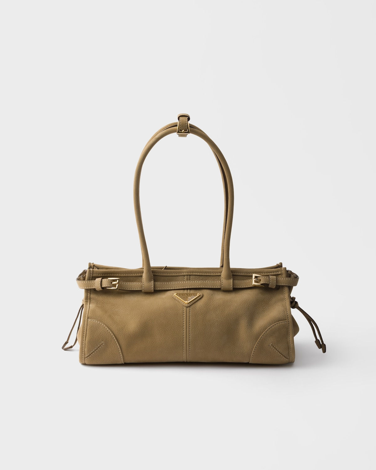 Prada Bonnie Medium bag in desert beige nubuck leather – front view