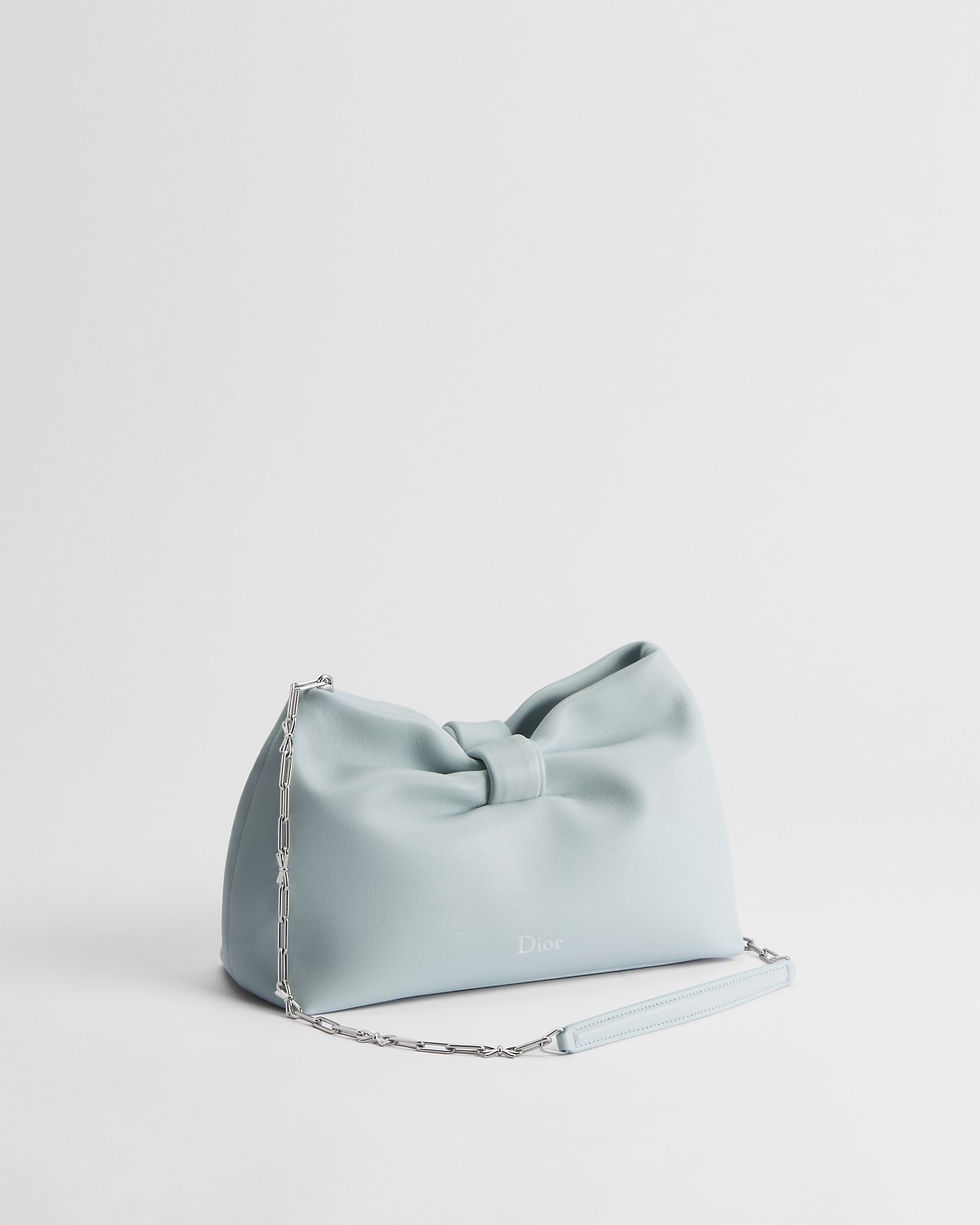 Dior Small Bow Bag in Blue Natural Grain Lambskin – view 2