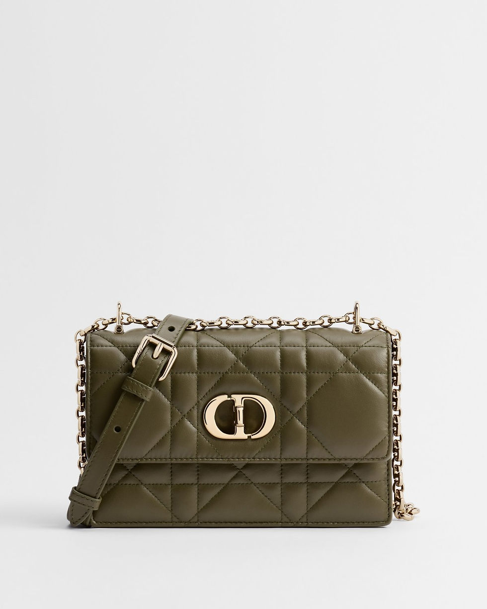 Dior Miss Caro mini bag in khaki Macrocannage lambskin – front view