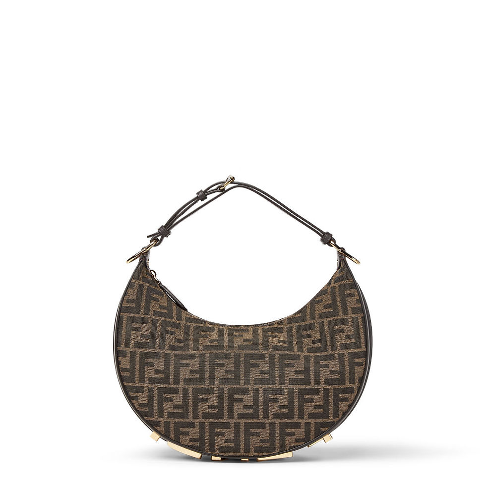 Fendi Fendigraphy Small hobo bag in brown FF jacquard – front view