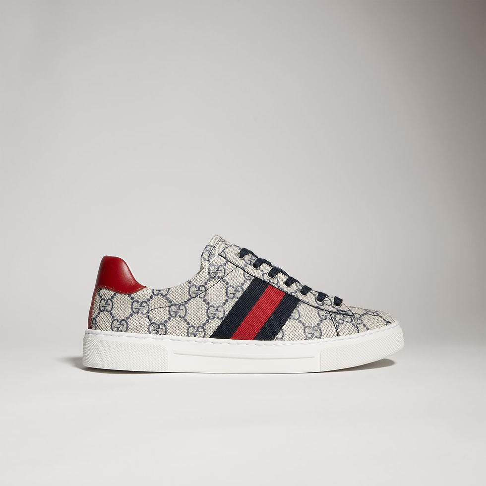 Thumbnail: Women's Gucci Ace trainer with Web - beige and blue Supreme