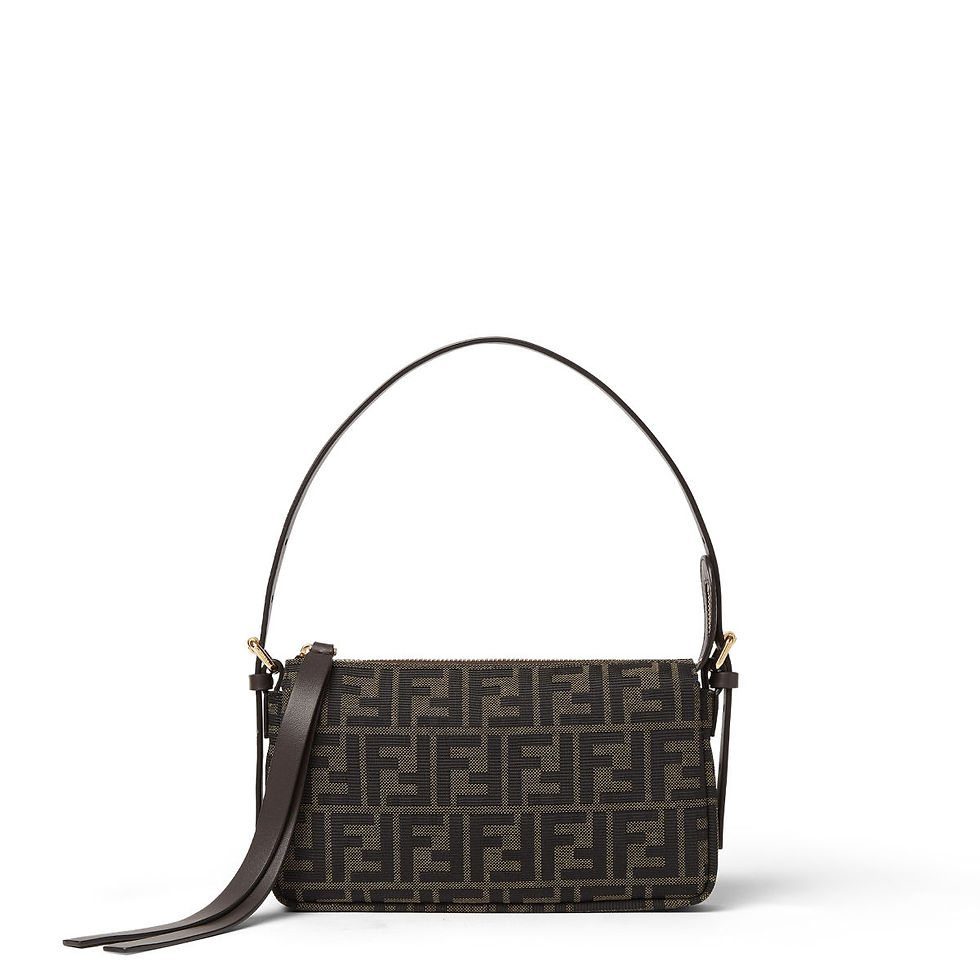 Fendi Zip Top Small bag in brown FF Zucca jacquard – front view