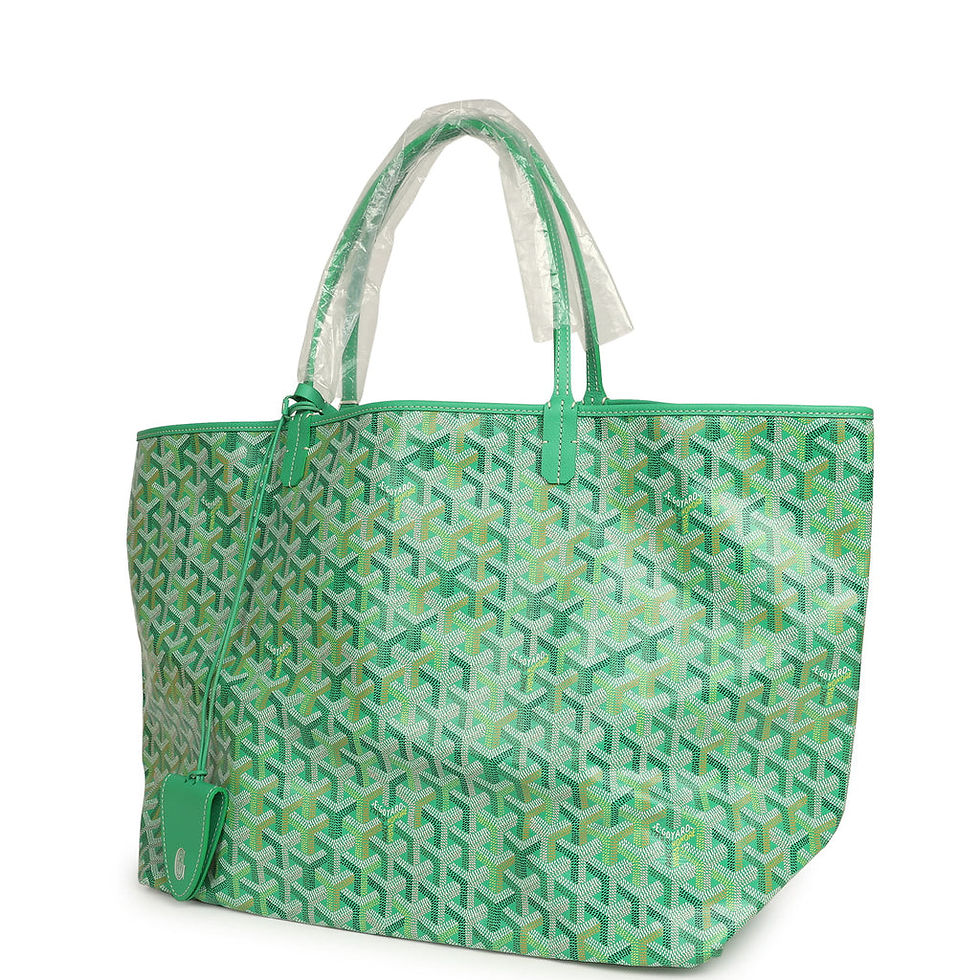 Thumbnail: Goyard Saint Louis GM tote bag in Meadow Green Goyardine, angled view, opposite side